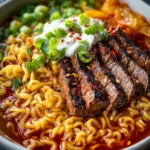 Spicy Korean Ramen with Grilled Beef Creamy Sauce First Image