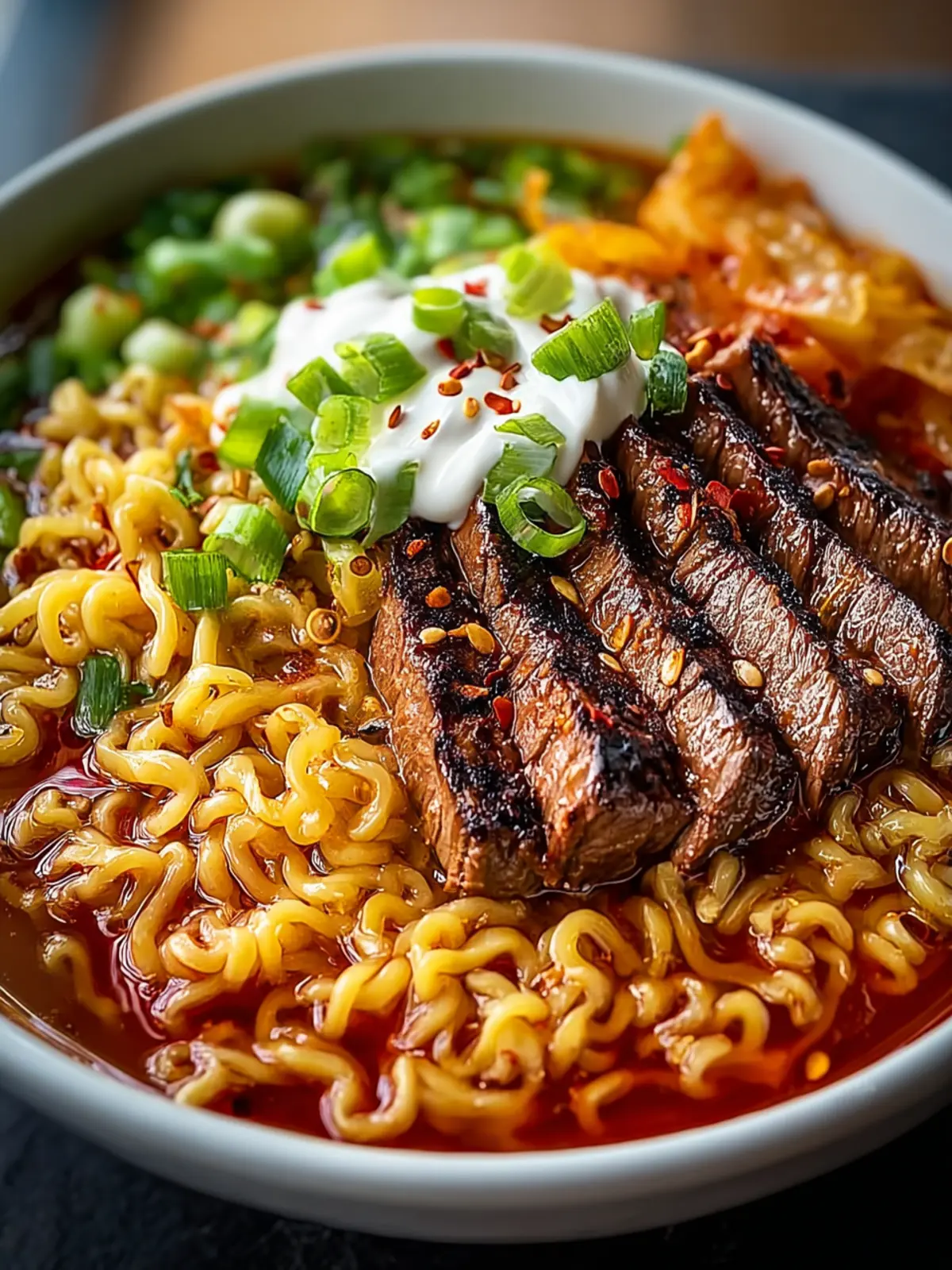 Spicy Korean Ramen with Grilled Beef Creamy Sauce First Image