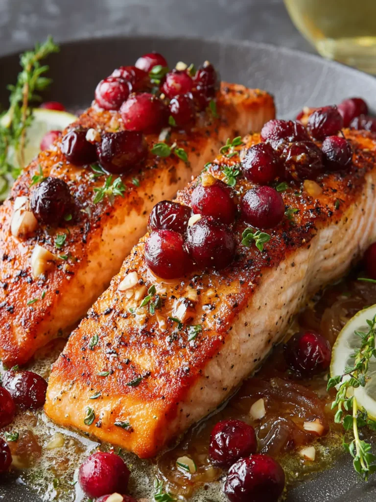 Cranberry Orange Salmon with Caramelized Onions & Almonds First Image