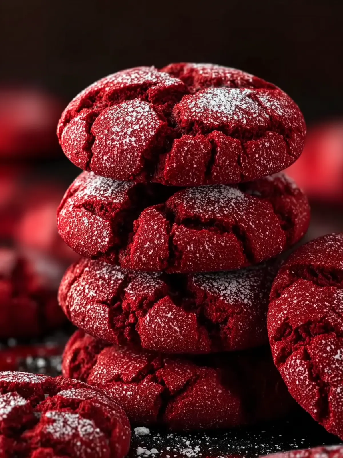 Red Velvet Crinkle Cookies First Image
