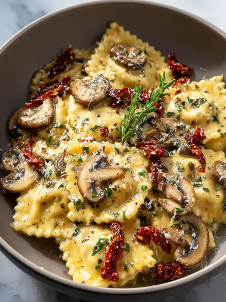 20-Minute Creamy Ravioli with Mushrooms & Sun-Dried Tomatoes First Image