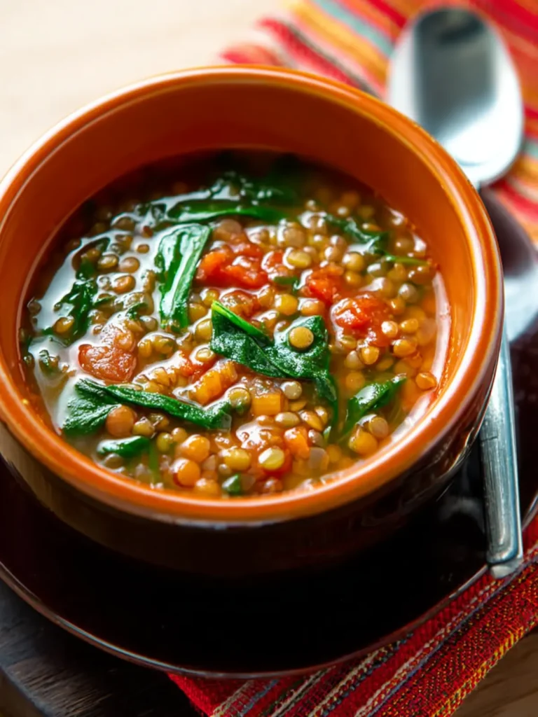 Vegetarian Lentil Spinach Soup First Image